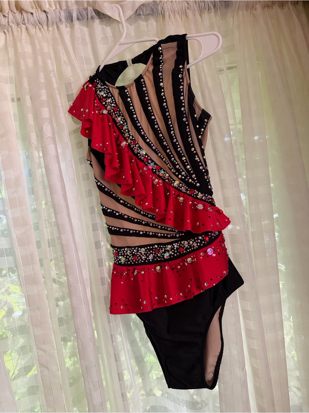 Women's Red & Black Ruffle One-Piece Performance Swimsuit